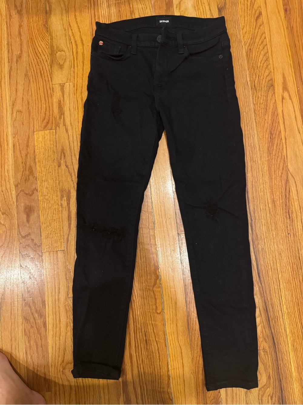 Hudson Jeans Black Skinny Jeans with Subtle Distressing